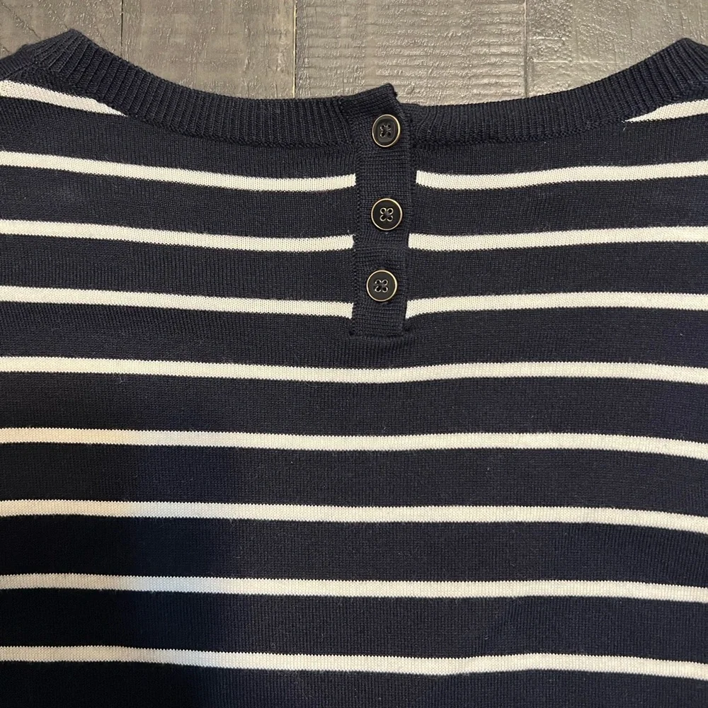 Talbots Navy Striped CORGI Dog Sweater - Size Small